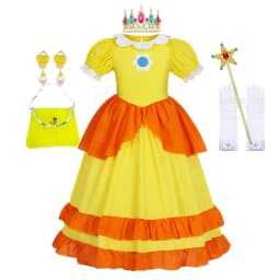 Peach Costume Girl Rosalina Dress Daisy Cosplay Children Birthday Carnival Fancy Party Dresses for Girls
