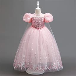 8pcs New Young Girls Frozen Elsa Party Dress Girl 2024 Cosplay Princess Gown Kids Snowflake Ice Fashion Clothes Fluffy Costumes