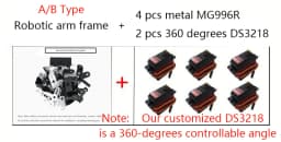 6 DOF Robotics Kit Educational Robot Manipulator Metal Alloy Arduino Arm Servo MG996 for Arduino Robot DIY Kit Programmable Kit