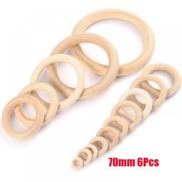 12-125mm Baby Natural Maple Wooden Teething Rings Teether Handmade for Necklace Bracelet DIY Crafts Wood Teether BPA Free