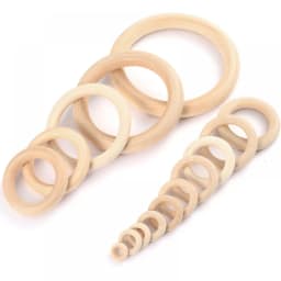 12-125mm Baby Natural Maple Wooden Teething Rings Teether Handmade for Necklace Bracelet DIY Crafts Wood Teether BPA Free
