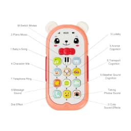 Baby Musical Mobile Phone Cartoon Teether Phone with Sound & Light Telephone Electronic Toy Eucational Learning Toys Baby Gifts