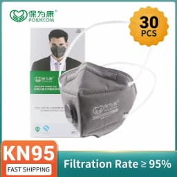 Powecom KN95 Facial Mask Activated Carbon 6 Layers Filtering Headband 1890V Breath Valve Individually Wrapped Industrial Dust