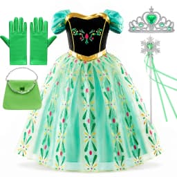 Girls Princess Dress Kids Snow Queen Cosplay Costume Halloween Party Dress Up Outfit with Wig Headband Accessories Set Book Week