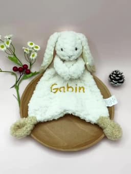 Personalized Baby Lovey Blanket Embroidered Name Bunny Security Blanket Soft Comfort Blanket Newborn Baby Shower Gift