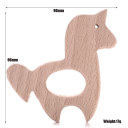 1Pcs Beech Wooden Teether Animal Shape Wood Teething for Baby Molar Rod Toys Wood Necklace Pendant Baby Chew Teether