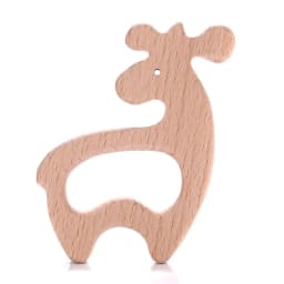 1Pcs Beech Wooden Teether Animal Shape Wood Teething for Baby Molar Rod Toys Wood Necklace Pendant Baby Chew Teether