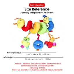 Caterpillar Baby Stroller Spiral Hanging Early Learning Toy with BB Squeaker Crinkle Paper for Crib Car Seat Infant 0-12 Months