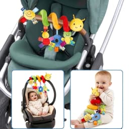 Caterpillar Baby Stroller Spiral Hanging Early Learning Toy with BB Squeaker Crinkle Paper for Crib Car Seat Infant 0-12 Months