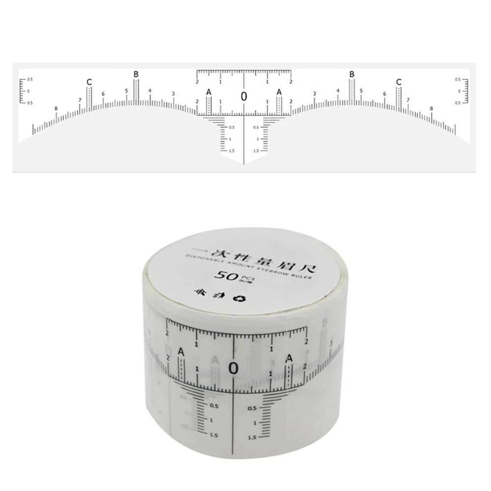 Disposable 50pcs / lot Microblading Ruler Guide Ruler Adhesive Sticker Permanent Eyebrow Makeup Eyebrow Tool
