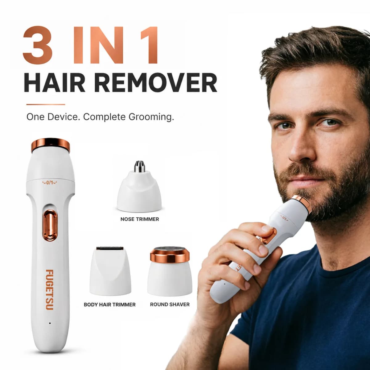 3 in 1 Electric Hair Removal Set USB Rechargeable Nose Underarm Leg Hair Trimmer Device for Men Women Personal Grooming 2026 New