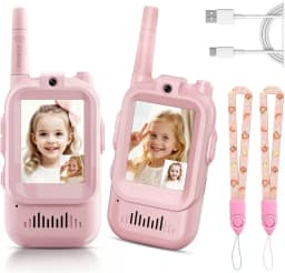 Kids Video Walkie Talkies 2 Pack Long Range Walkie-Talkie Rechargeable for Indoor Camping Hiking Travel Gift for Boys Girls