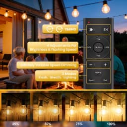 24V 30M Low Voltage String Lights with Remote Control Horizontal Bulbs Indoor-Outdoor Waterproof Garden Decor UK Plug