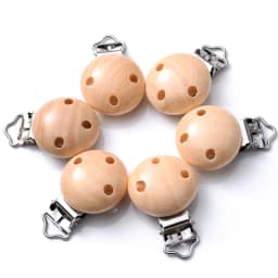 5Pcs/Lot New Arrival Lovely Wooden Pacifier Clip Natural Beech Wood Accessories for Baby Handmade Dummy Clips Pacifier Chain