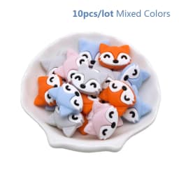 Cute-idea 10pcs/lot Silicone Teether Beads Food Grade Animal Chewable Beads DIY Pacifier Chain Toys Accessories Baby Product