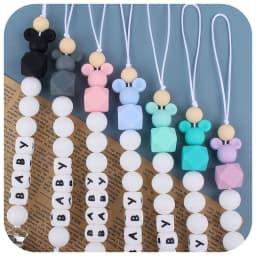 NEW Custom Handmade Personalized Name Silicone Letters Beads Pacifier Clips Chain Baby Teether Holder Bracelet Chew Nursing Gift