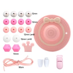 LOFCA Silicone Teether Wood Beads Set BPA Free DIY Baby Teething Necklace Toy Cartoon Koala Raccoon Pacifier Chain Clip