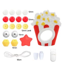 LOFCA Silicone Teether Wood Beads Set BPA Free DIY Baby Teething Necklace Toy Cartoon Koala Raccoon Pacifier Chain Clip
