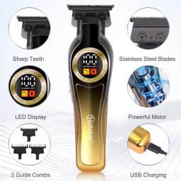 Hatteker Professional Carving Thinning Shears Men Digital Display Electric Hair Clipper Salon Pompadour Haircut Electric Trimmer