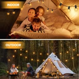 Outdoor String Lights with 24V EU Plug 8-35M/12-60 G40 Bulbs IP44 Waterproof Patio Lights Shatterproof Hanging Connectable G40 Globe LED Garland String Lights for Garden Patio Coffee Party Terrace Decor