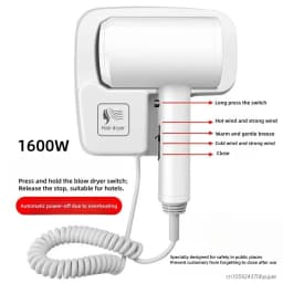 2026 New Five Star Hotel Specific Wall Mounted Non Perforated High Wind Speed Drying Household Bathroom Hair Dryer US/UK/EU