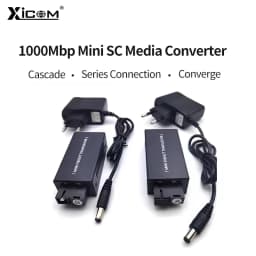 1 Pair Gigabit 100/1000M A/B SC Ethernet Fiber Switch Media Converter Rj45 Optic Transceiver 20KM fibra Switch with Power Supply