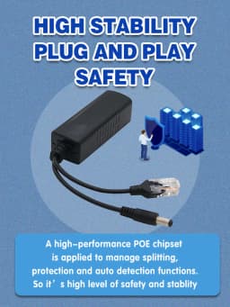 POE Splitter Gigabit For Switch Ports CCTV IP Cameras 48V to 12V 2.5A 30W 15W Gibabit 1000mbps RJ45 To DC Supply Power Splitter