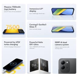 Newest POCO C95 Pro Smartphone Global Version 7500mAh Battery 45W Charging 6.9" 120Hz display Helio G91-Ultra 50MP Camera NFC
