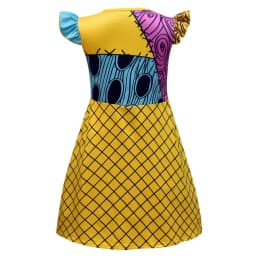 Kids Gothic Skeleton Stitched Doll Cosplay Set Striped Costume Patchwork Dress Wig Choker Halloween Carnival Party Outfit