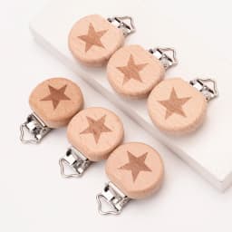1Pcs Cute Modelling Beech Wood Pacifier Clip Baby DIY Cartoon Animal Wooden Log Pacifier Clips Nipple Chain Holder BPA Free