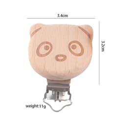 1Pcs Cute Modelling Beech Wood Pacifier Clip Baby DIY Cartoon Animal Wooden Log Pacifier Clips Nipple Chain Holder BPA Free