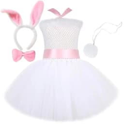 White Bunny Costumes for Baby Girls Easter Holiday Fancy Dress Kids Rabbit Halloween Outfit Child Animal Birthday Party Clothes