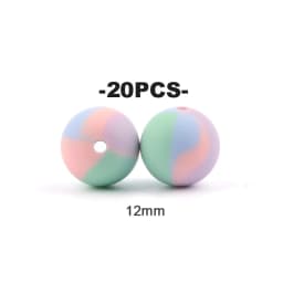 LOFCA 20pcs Tie dye leopard Terrazzo Dalmatian camo Silicone Loose Beads Teething Beads DIY Chewable Baby Safe Teether Round