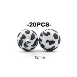 LOFCA 20pcs Tie dye leopard Terrazzo Dalmatian camo Silicone Loose Beads Teething Beads DIY Chewable Baby Safe Teether Round