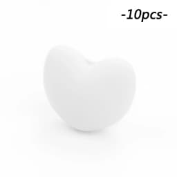 LOFCA Silicone Beads Heart Shape 10pcs Charm Teether Baby Teething Jewelry Nursing Baby Oral Care For Pacifier Holder Necklace