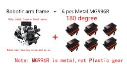 360 Degrees 6 DOF Robot Metal Alloy Mechanical Arm Claw Kit MG996R for Arduino Robotics Kit Educational Ps2 Programmable Toys