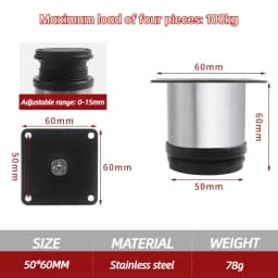 4 Pcs White Stainless Steel Replacement Metal Feet Black Adjustable Furniture Legs for Cabinet Sofa Cupboard Furniture Hardware