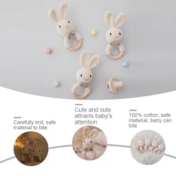 Wooden Rattle Baby Teether for Kids Teething Rings Animal Crochet Rattle Elephant Wooden Babies Gym Montessori Children's Toys