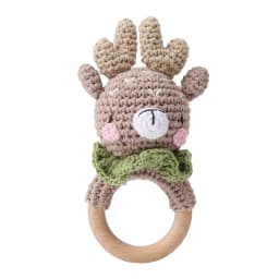 1PC Baby Lemon Crochet Ratter Toys Wood Teether Fruit Cotton Music Rattle Baby Teether Rodent Infant Gym Mobile Rattles Toy Gift
