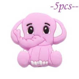 Cute-idea 5pcs Silicone Teether Beads BPA Free Mini Elephant Animal Beads DIY Baby Teething Pacifier Chain Toys Gift Baby goods