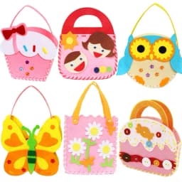 6Pcs Non-Woven Fabric DIY Sewing Handbag Children Craft Toy Cartoon Animal Flower Handmade Sewing Bag Educational Toys Kids Gift