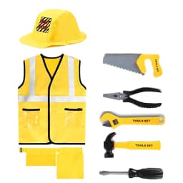 5PC Kids Construction Worker Costume Toddler Worker Career Dress Up Vest Maintenance Worker Playset Best Gift for Kids