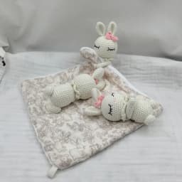 Personalized Name Bunny Toy Lovely Baby Towel Feeding Bib Soft Security Blanket doudou Cotton Burping Cloth Infant Shower Gift