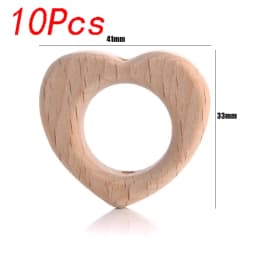 5/10pcs Beech Wooden Beads Baby Teether Rodent Hearts Beads DIY Necklace Pacifier Chain Crafts Jewelry Making Accessories