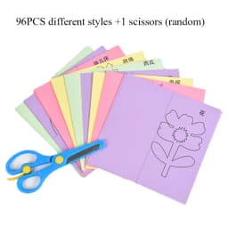 96 Pcs Children Cartoon DIY Colorful Paper Cutting Folding Toys Kids Craft Animal Handcraft Paper Art Learning Educational Toys