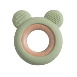 1PC Baby Silicone Wooden Teether Ring Cute Bear Infant Nursing Teething Toys Newborn Health Care Chewing Toy Baby Accessories