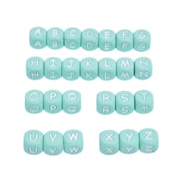 26Pcs Silicone Letter Beads 12mm Colorful Alphabet Silicone Chewing Bead for Pacifier Clip Chain Teether Accessories BPA Free