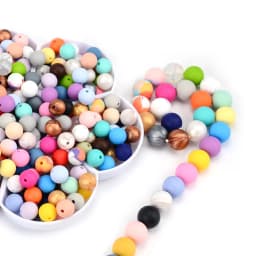 15mm 100pcs Round Silicone Beads Teether Baby Nursing Necklace Pacifier Clip Oral Care BPA Free Food Grade Colorful
