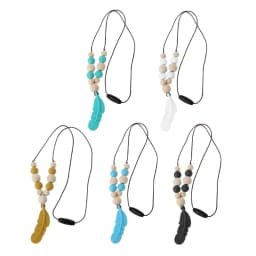 Silicone Feather Baby Teether Bead BPA DIY Infant Teething Necklace Pendant Jewelry Nursing Shower Toy