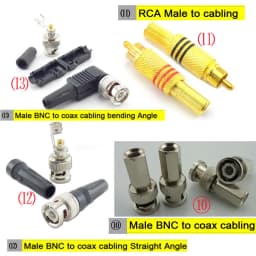 1pcs BNC RCA Male Female to BNC RCA Male Female Adapter Plug Coax Cable Video Audio Wire Converter Connector for CCTV Camera Q1